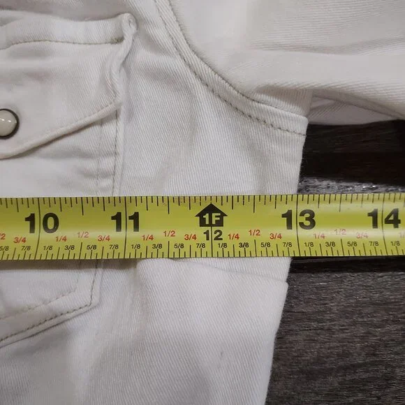 Divided by H&M Sz 4 Cotton Stretch White Snap Down Pearlizzed Western - Picture 3 of 10